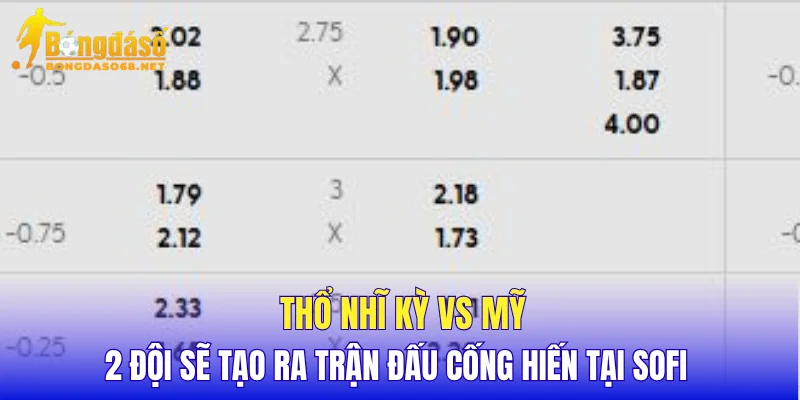 Thổ Nhĩ Kỳ vs Mỹ 2 đội sẽ tạo ra trận đấu cống hiến tại SoFi