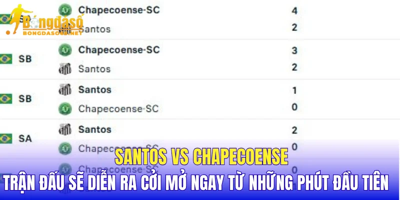 Santos vs Chapecoense trận đấu sẽ diễn ra cởi mở ngay từ những phút đầu tiên